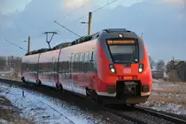 442 143 (Talent 2) unterwegs am 05.02.2015 auf der RB 18572 nach Berlin Gesundbrunnen. Aufgenommen bei Großbeeren.
