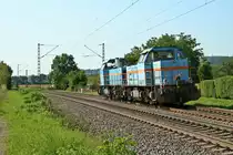 575 003-5 und 575 002-7 als T77150 von Freiburg (Breisgau) Gbf nach Riegel-Malterdingen/Endingen (Kaiserstuhl) am Nachmittag des 01.08.14 n�rdlich von Kollmarsreute.
