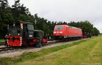 O&K 25854 + 185 384 (91 80 6185 384-5 D-DB) Ausstellung im Bahnhof Schlierferheide am 02.06.2013 zum Jubiläum 125 Jahre Sulztalbahn