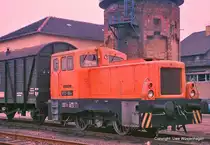 V 23 004 Deutsche Reichsbahn während der Fahrzeugausstellung anlässlich der Festveranstaltung  150 Jahre Eisenbahnen in Falkenberg/Elster 
Scanfoto: Uwe Wüstenhagen 1998