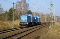 Am 19.02.2015 Rangierfahrt von die 204 022-2 und die 204 016-0 von der Press     bei Borstel bei Stendal .