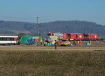 SBB: Zugskollision vom 20. Februar 2015 in Rafz. Beim Fotografieren wurden die Weisungen des Sicherheitspersonals strikte eingehalten. 
Foto: Walter Ruetsch