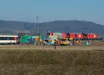 SBB: Zugskollision vom 20. Februar 2015 in Rafz. Beim Fotografieren wurden die Weisungen des Sicherheitspersonals strikte eingehalten. 
Foto: Walter Ruetsch