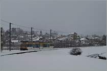 Der CEV Be 2/6  Blonay  hat den Halt  Château d'Hauteville  verlassen und erreicht in Kürze St-Légier Gare.
2. Feb. 2015