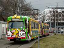 Am 22.02.15 wartete RNV Wagen 4115 in Mannheim Morgens auf die Teilnehmer der IGN Sondefahrt 