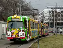 Am 22.02.15 wartete RNV Wagen 4115 in Mannheim Morgens auf die Teilnehmer der IGN Sondefahrt 