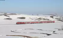 218 424-0 mit dem RB 57341 (Füssen-Augsburg Hbf) bei Lengenwang 19.2.15