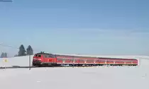RE 57507 (Füssen-München Hbf) mit Schublok 218 424-0 bei Bethlehem 19.2.15