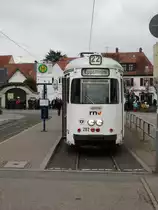 RNV Düwag GT8 202 am 22.02.15 in Eppelheim Endhaltestelle 