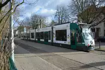 Am 08.02.2015 fährt diese Siemens Combino  416 Offenbach  auf der Linie 94. Aufgenommen an der Haltestelle Potsdam Schloß Charlottenhof.
