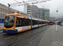 RNV Bombardier Variobahn 5762 und 4134 als Doppeltraktion am 27.02.15 in Heidelberg auf der Linie 5 (ex OEG)