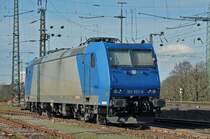 Lok 185 523-8 ist am 05.03.2015 beim Badischen Bahnhof abgestellt. Die Aufnahme stammt vom 05.03.2015.