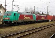 Am 06.03.2015 kamen die  185 612-9 und die 185 513-9 von der Emons   aus Richtung  Salzwedel   nach Stendal und fuhr weiter in Richtung Magdeburg .