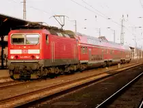 Am 08.03.2015 stand 143 086 mit ihrer RB 32 in Stendal zur Abfahrt bereit.