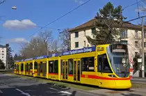 Be 6/10 Tango 157 fährt während den Umleitungen anlässlich der Basler Fasnacht via Aeschenplatz Grosspeterstrasse nach Dornach. Die Aufnahme stammt vom 25.02.2015.