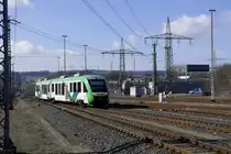 Ebenfalls in Diensten der HLB auf der RB 29 Siershahn - Limburg: der VT 253 (648 153) der ehemaligen Vectus. Aufnahme vom 11.3.15, Bhf Montabaur.
