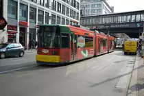 GT6N Niederflurstraßenbahn  1083  fährt am 13.03.2015 auf der Linie M1 zum Kupfergraben. Aufgenommen in Berlin, Friedrichstraße.
