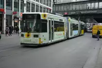GT6N Niederflurstraßenbahn  1053  fährt am 13.03.2015 auf der Linie 12 zum Kupfergraben. Aufgenommen in Berlin, Friedrichstraße.
