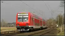 Der Wupper Express RE4 in Aktion. Hier zu sehen am BÜ in Rimburg auf der Kbs 485 
unweit der deutsch-niederländischen Grenze am 13.03.15.