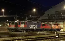 11342 & 421 388 rest between duties outside the shed at Erstfeld, 21 Feb 2015

Photo taken from the car park with permission.