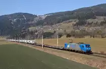 Die LTE 185 529  war am 14. März 2015 mit Autozug 49413 unterwegs, und wurde von mir bei Trieben fotografiert. 