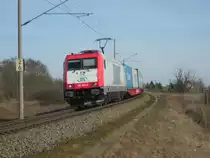 Am 08.03.2015 kam 185 650 mit einem Containerzug aus Stendal und fuhr weiter in Richtung Salzwedel/Hamburg.