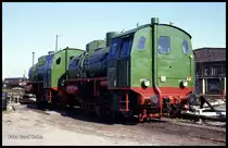 Am 1.5.1990 standen diese beiden Dampfspeicherloks im BW Leipzig Engelsdorf an der Drehscheibe.