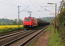 HGK 185 606-1 mit Kesselwagenzug in Fahrtrichtung Norden. Aufgenommen in Ludwigsau-Friedlos am 30.04.2014.