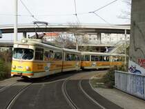 RNV RHB 1017+1057 am 28.03.15 in der Tunnelschleife in Mannheim 