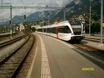 RABe 526 796-8 als S12 bei der Ausfahrt aus dem Bahnhof Chur. (24.7.2014)
