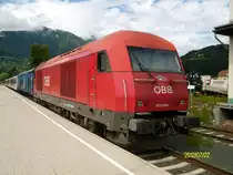 2016 049-6 mit R 4805 nach der Ankunft im Endbahnhof Kötschach-Mauthen. (22.7.2012)