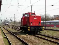 Am 11.04.2015 Rangierfahrt von der 346 674-5 von der WFL in Stendal .