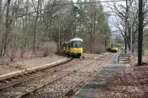Berlin BVG SL 61 (KT4D 6015) Rahnsdorf, Waldschänke am 1. April 2015.