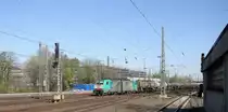 Die Cobra 2843 kommt aus Richtung Montzen/Belgien mit einem Kesselzug aus Antwerpen-BASF nach Ludwigshafen-BASF und fährt in Aachen-West ein. 
Aufgenommen vom Bahnsteig in Aachen-West.
Bei schönem Frühlingswetter am Nachmittag vom 20.4.2015.