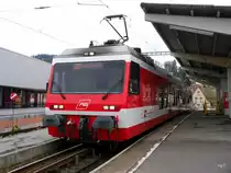 AB / RHB - Zahnradtriebwagen  BDeh 3/6 25 im Bahnhof von Heiden am 27.03.2015