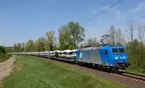 Die 185 529 bespannte am 25. April 2015 den LTE-Autozug 41443, und wurde von mir zwischen Wildon und Lebring fotografiert. 