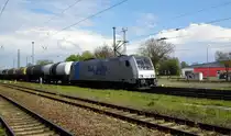 Am 26.04.2015 kam die 185 676-4 von der Rurtalbahn Cargo (Railpool) aus Richtung Magdeburg nach Stendal und fuhr weiter in Richtung Hannover .