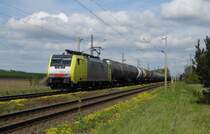 Am 28.04.2015 kam die 189 206  von der  MRCE dispolok  aus der Richtung Stendal nach Demker und fuhr weiter in Richtung Magdeburg .