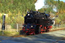 99 6001 am 19.10.2014 beim Rangieren im Haltepunkt Silberhütte (Anhalt).