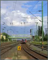 Der Blick auf das Gleisvorfeld am Bahnhof von Komárom (Ungarn) am 20.Mai 2014.
Hier verläuft die Strecke von Wien über Hegyeshalom nach Budapest.