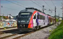 SŽ 312-123 fährt durch Maribor-Tabor Richtung Dobova. /30.4.2015