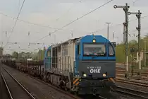OHE V1001-033 am 2.4.14 mit einem Stahlzug in Düsseldorf-Rath.