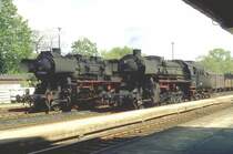 DR Dampflok 52 8192-8 und 52 6721-6 machen sich im Mai 1983 in Kamenz bereit f�r einen G�terzug nach Arnsdorf(Archiv P.Walter)