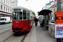 Wien WL SL 5 (c4 1314 + E1 4814) Nussdorfer Strasse / Währinger Strasse (Hst. Spitalgasse / Währinger Strasse) am 2. Mai 2015.