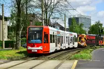 Nachdem Niederflurwagen 4118 am 13.11.2014 bei einem Unfall auf der Emdener Straße in Niehl erheblich beschädigt wurde, durfte er am 07.05.2015 nach erfolgter Reparatur seinen ersten Liniendienst auf der Linie 9 absolvieren.
