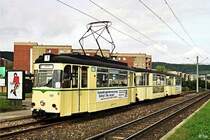 Tw 117 + Bw 156 + Bw 154 vor der Endst. Winzerla (27. September 1999)