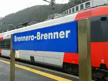 Bahnhofsschild von Brennero/Brenner am 15.5.2015.