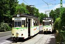 Tw 106 und Tw 101 an der Endst. Jena Ost (9. Juni 1998)