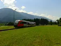 Nachschuss des 5022 025-8 als R 4809 (Villach Hbf - Kötschach-Mauthen). (7.6.2015, Kirchbach im Gailtal)