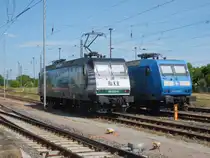 Am 07.06.2015 kam 145 023 Lz aus Richtung Borstel nach Stendal und stellte sich neben ihrer Schwesterlok ab.